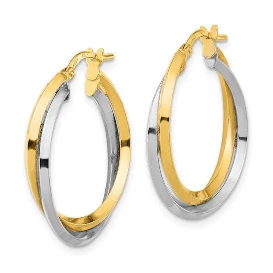 14K TT Gold Double Hoop Earrings