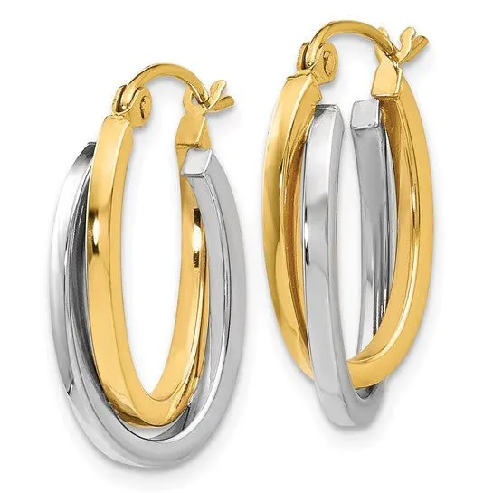 14K TT Gold Double Oval Hoop Earrings 2.0grms