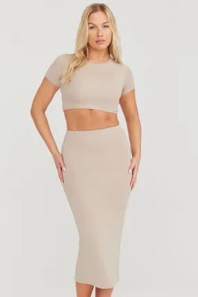 365 BODYCON MIDI SKIRT - SAND