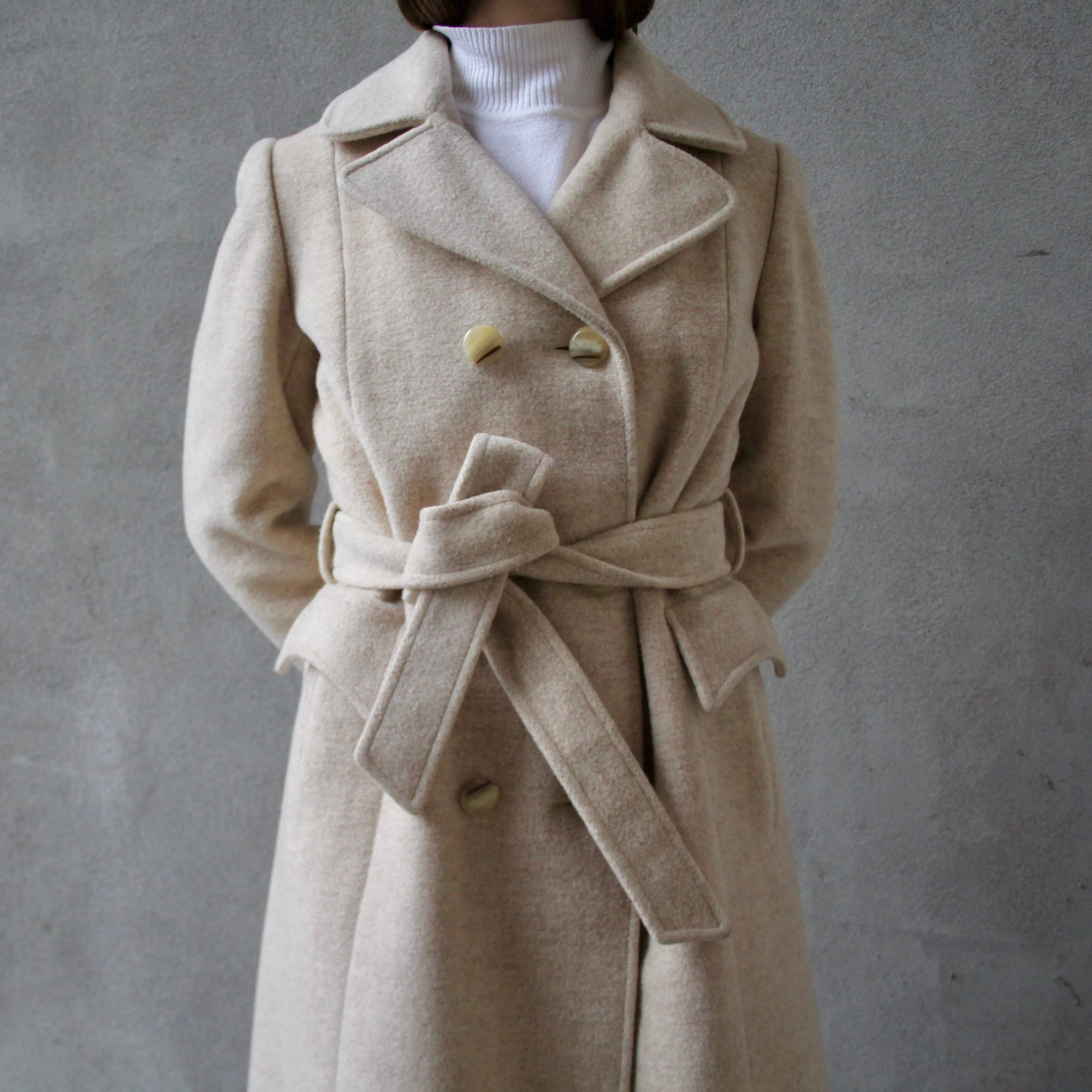 70s Belted Wool & Mohair Trench - S