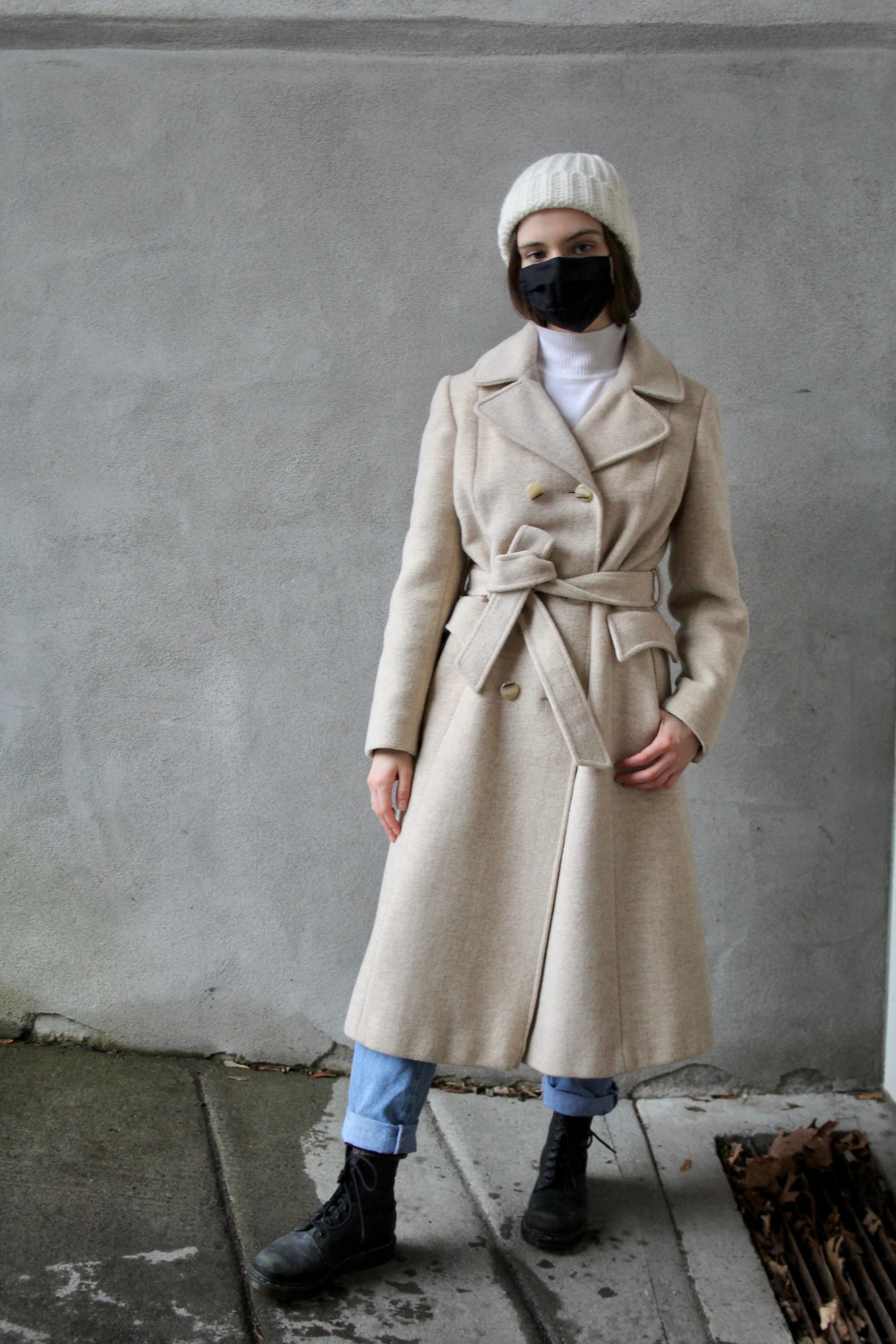 70s Belted Wool & Mohair Trench - S