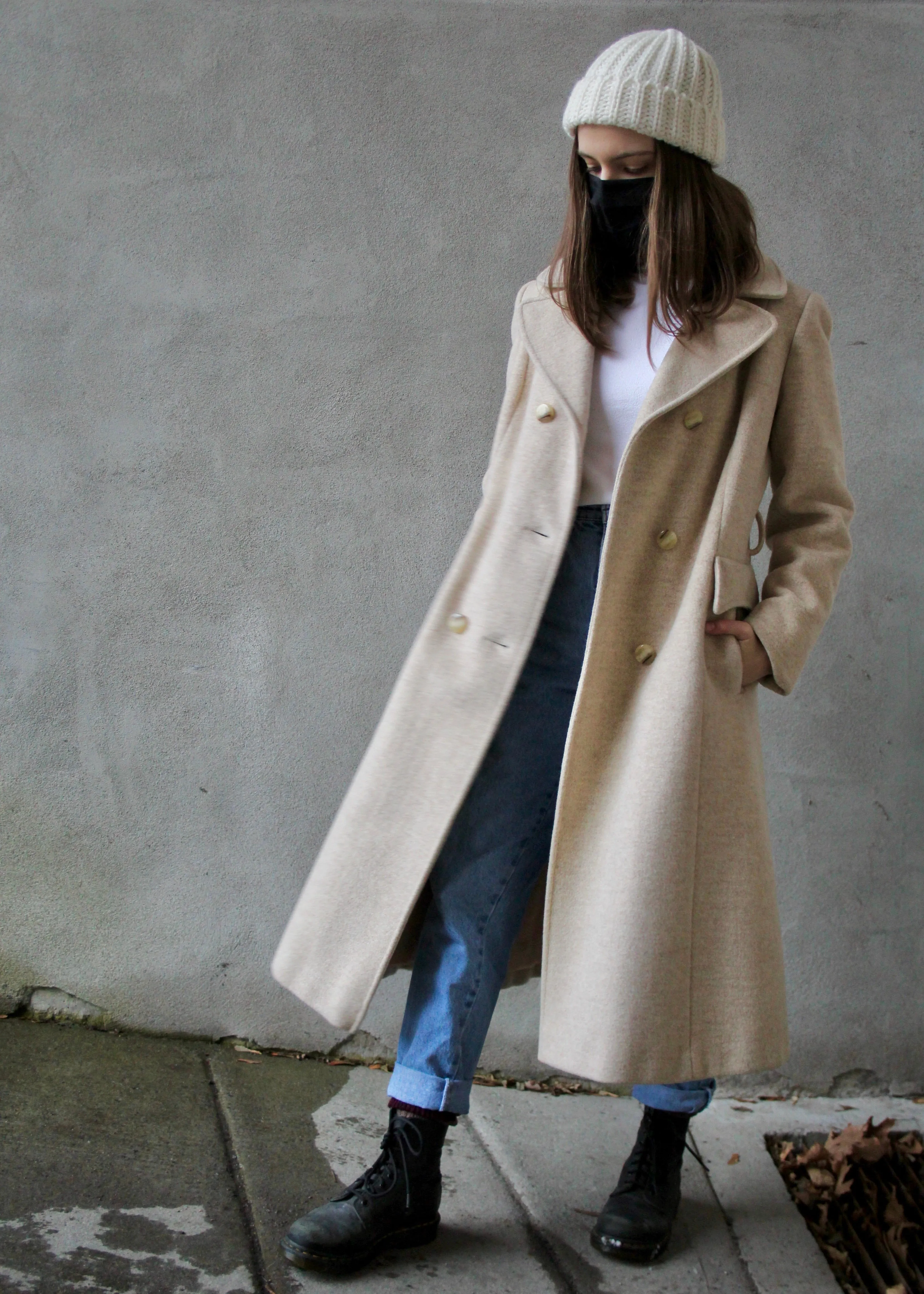 70s Belted Wool & Mohair Trench - S