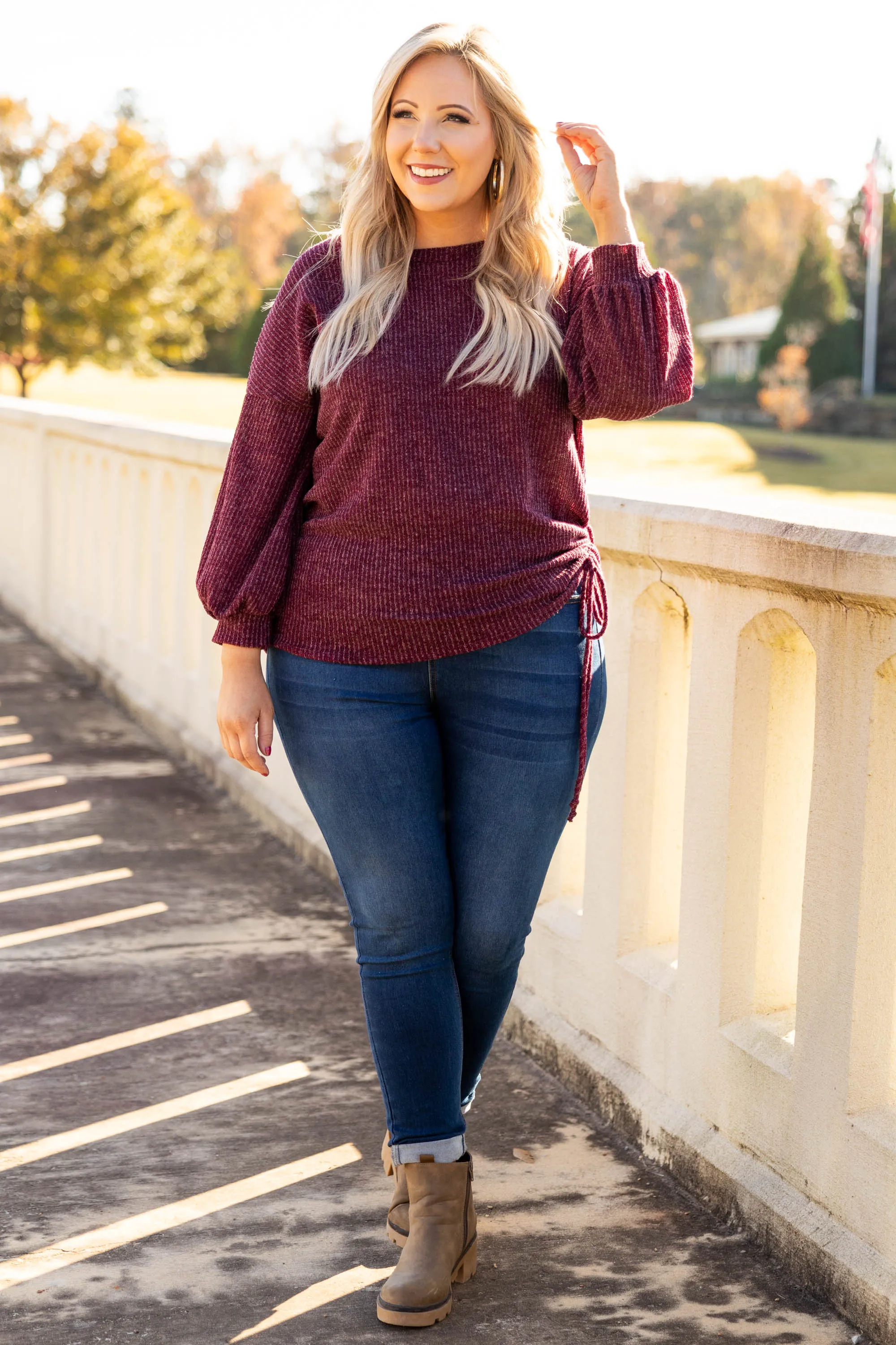 A Beautiful World Top, Burgundy