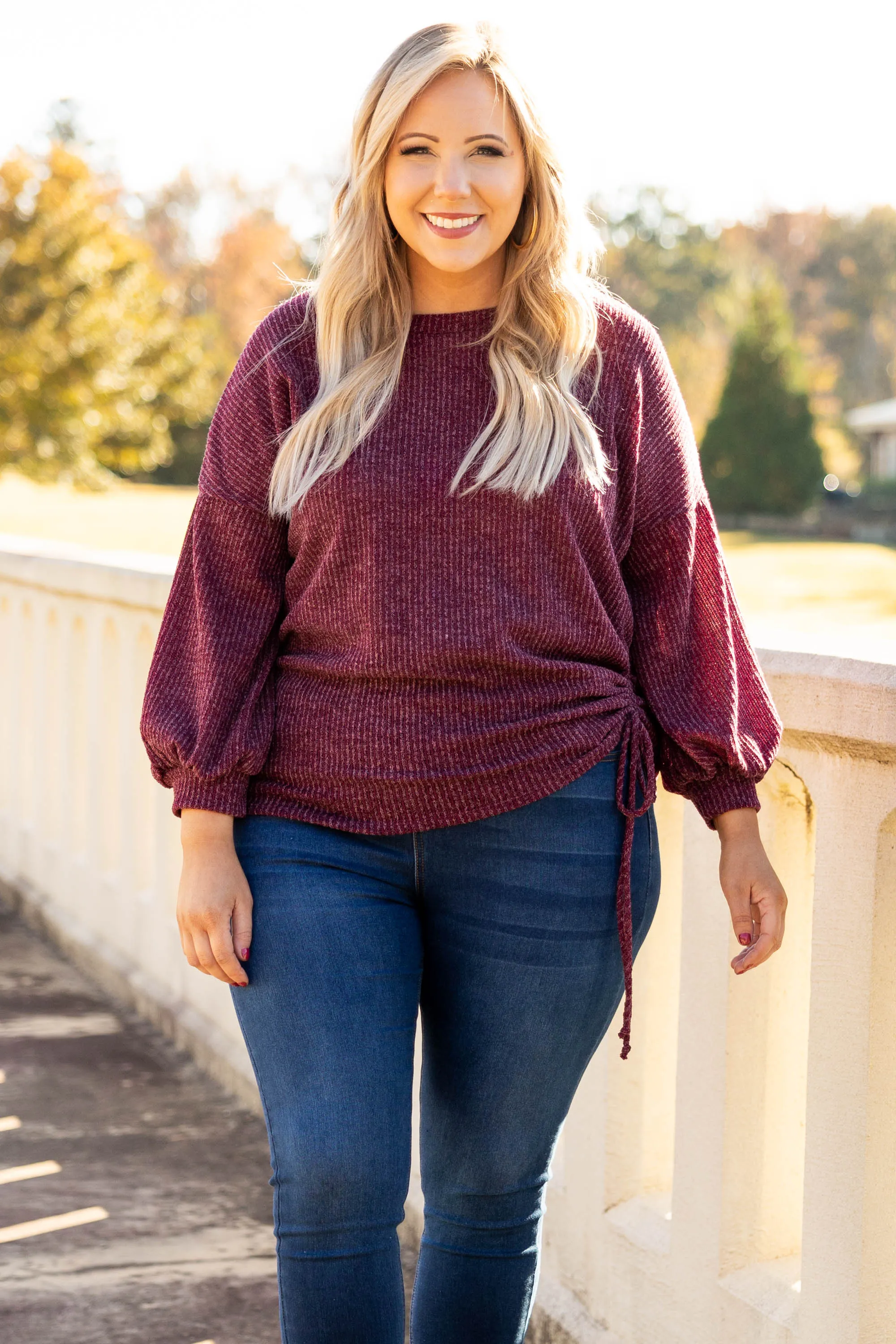 A Beautiful World Top, Burgundy