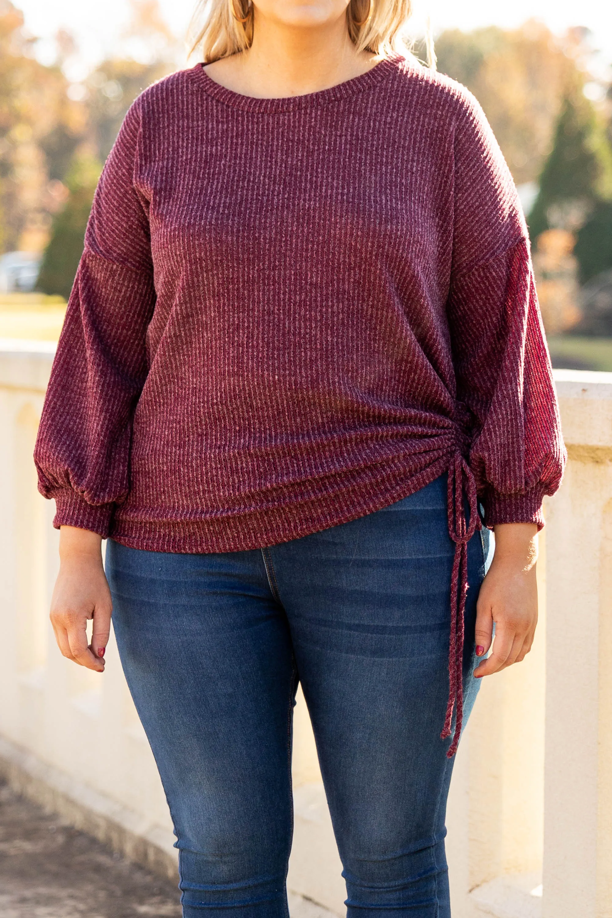 A Beautiful World Top, Burgundy