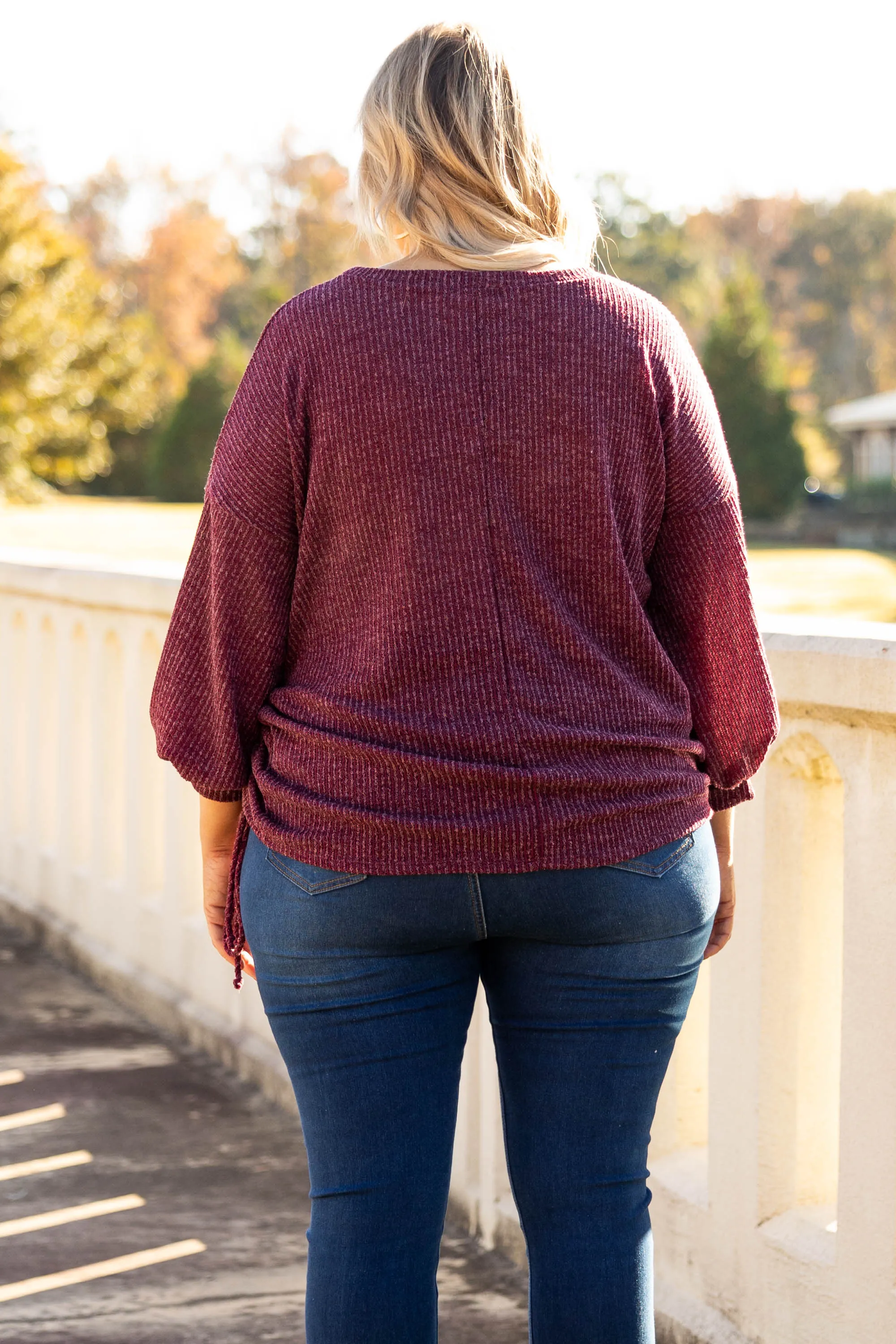 A Beautiful World Top, Burgundy