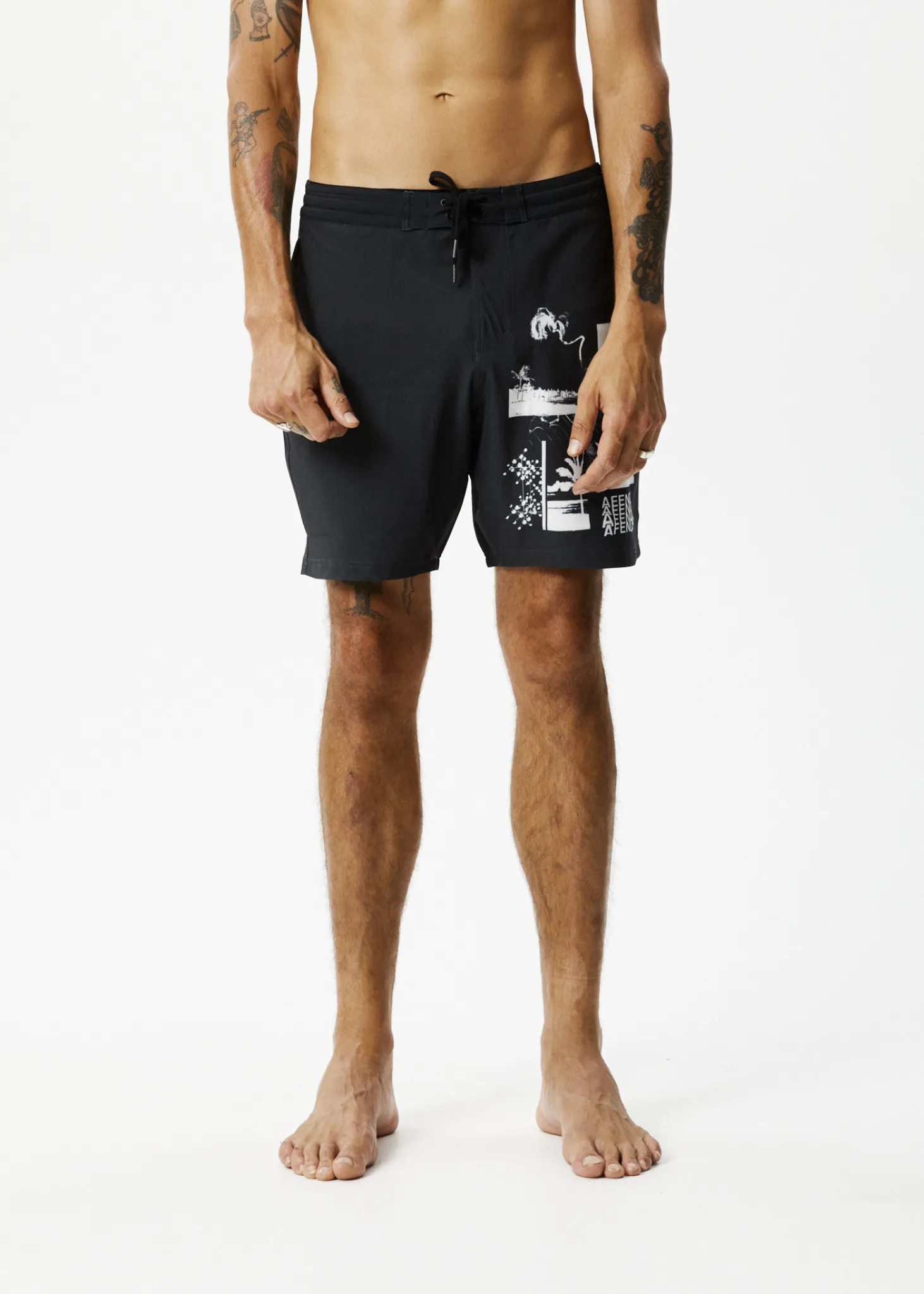 AFENDS Mens Collage - Boardshorts 18" - Charcoal