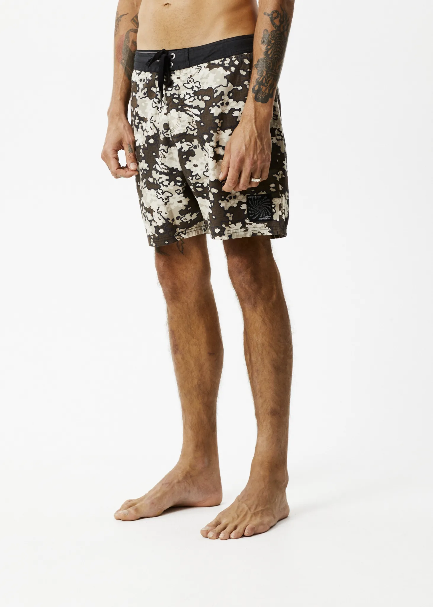 AFENDS Mens Jungle - Fixed Waist Boardshorts - Earth Camo