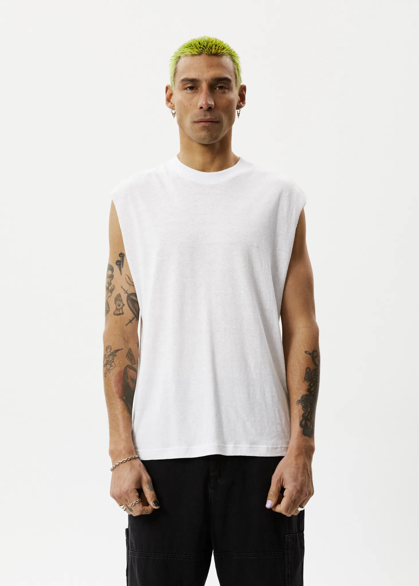 AFENDS Mens Vacation - Sleeveless Tee - White