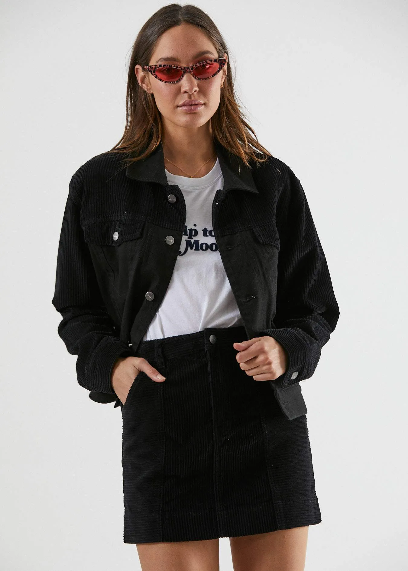 Afends Womens Gemini - Corduroy Twill Mix Jacket - Black