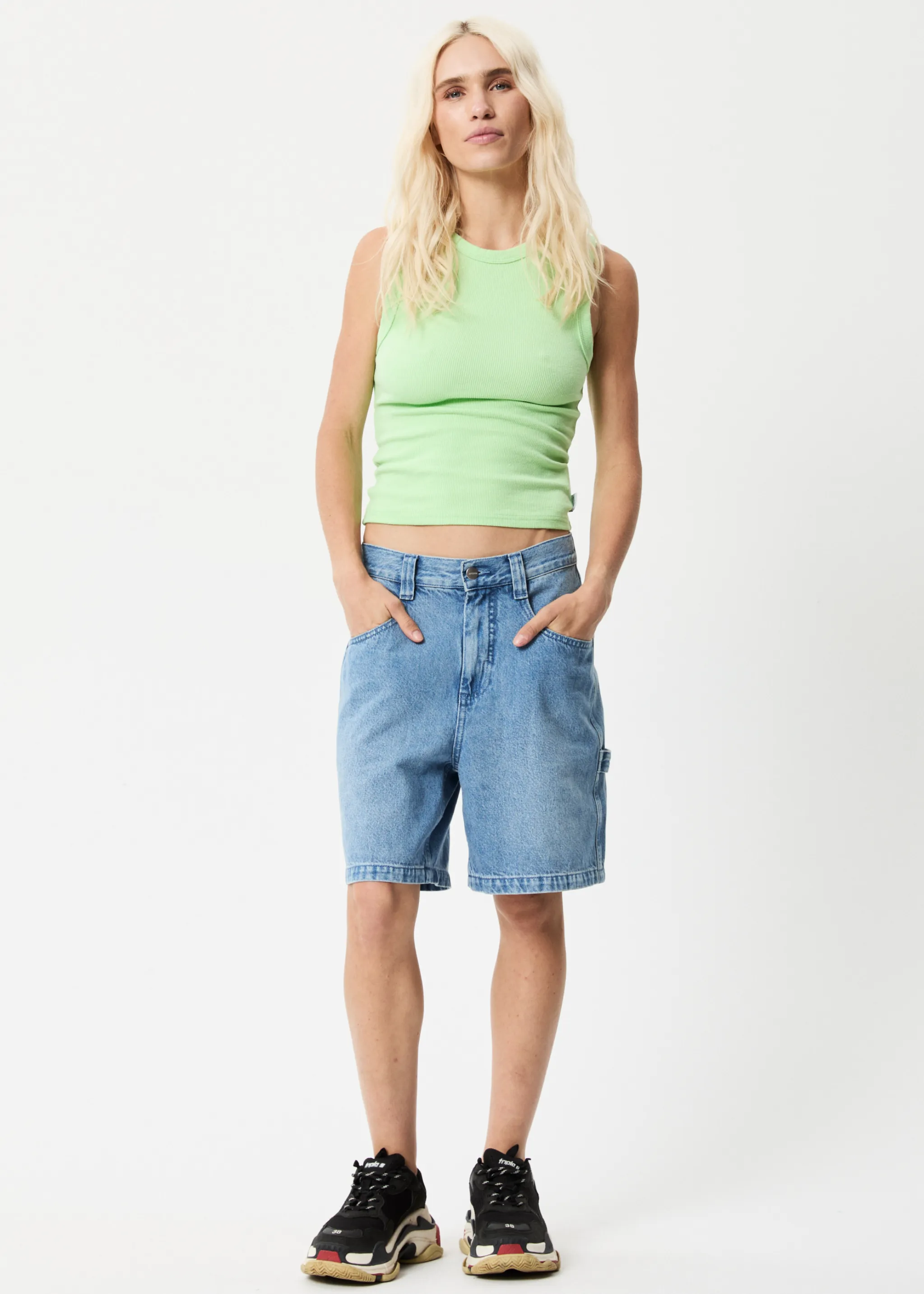 AFENDS Womens Milla - Ribbed Singlet - Lime Green