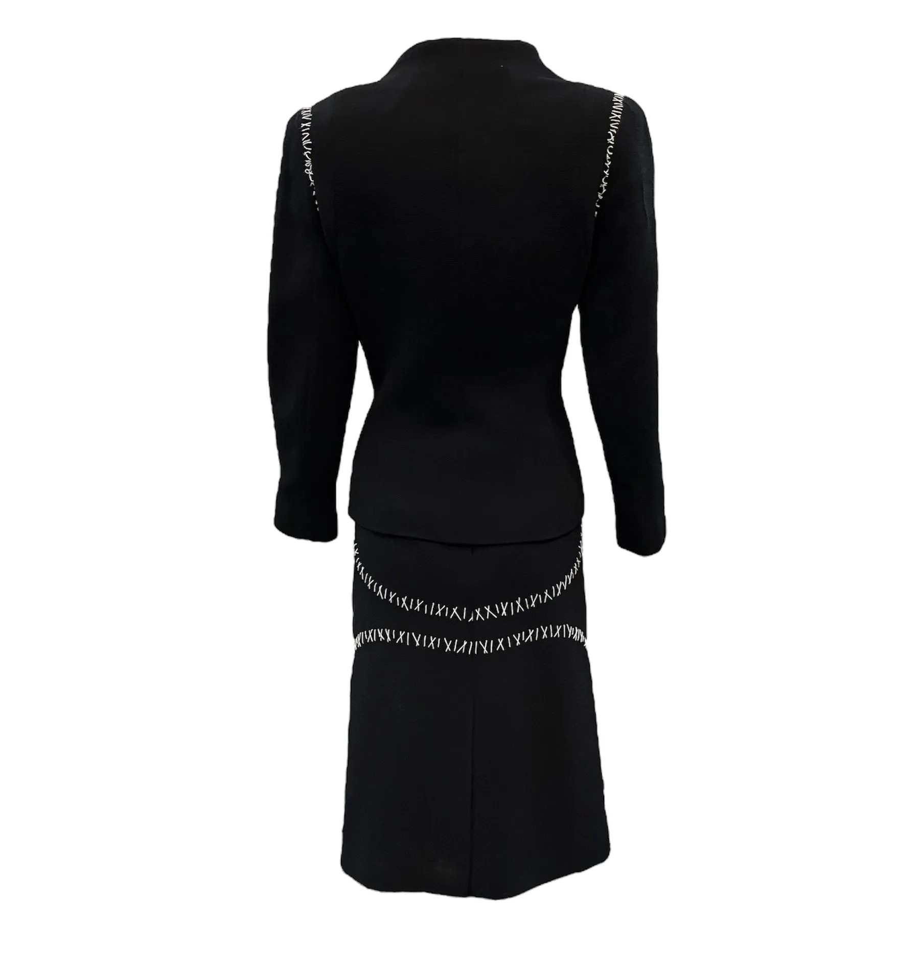 Alexander McQueen Spring/Summer 2003 Black Wool Crepe Contrast Stitch Suit