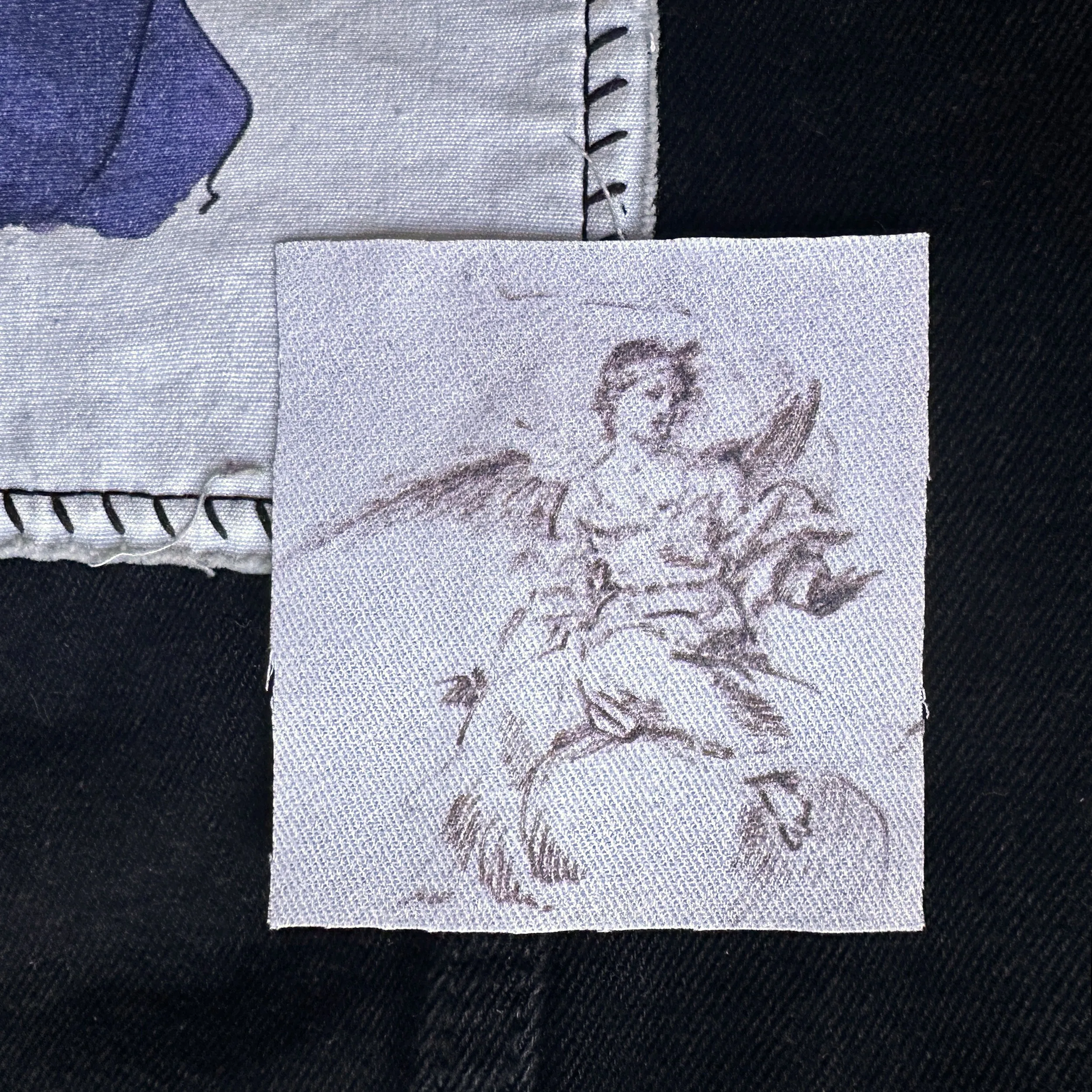 Angel on the Clouds Sketch Sew-On Fabric Patch