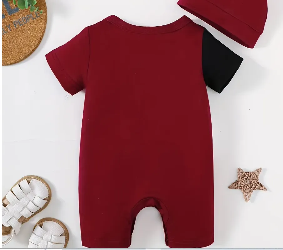 Baby Boy Romper - Baby Boy Summer Short Sleeve Spliced Romper