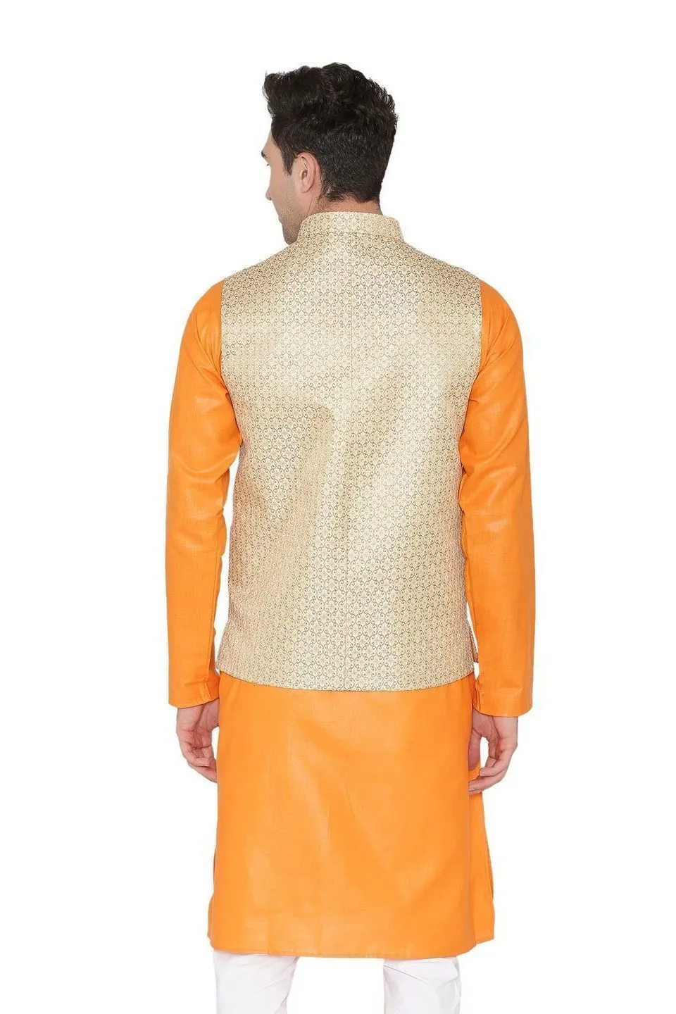 Banarasi Rayon Cotton Beige Modi Nehru Jacket