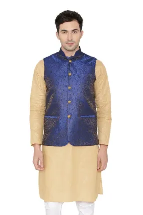 Banarasi Rayon Cotton Blue Modi Nehru Jacket