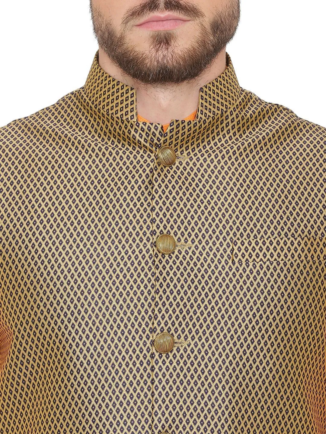 Banarasi Rayon Cotton Brown Modi Nehru Jacket