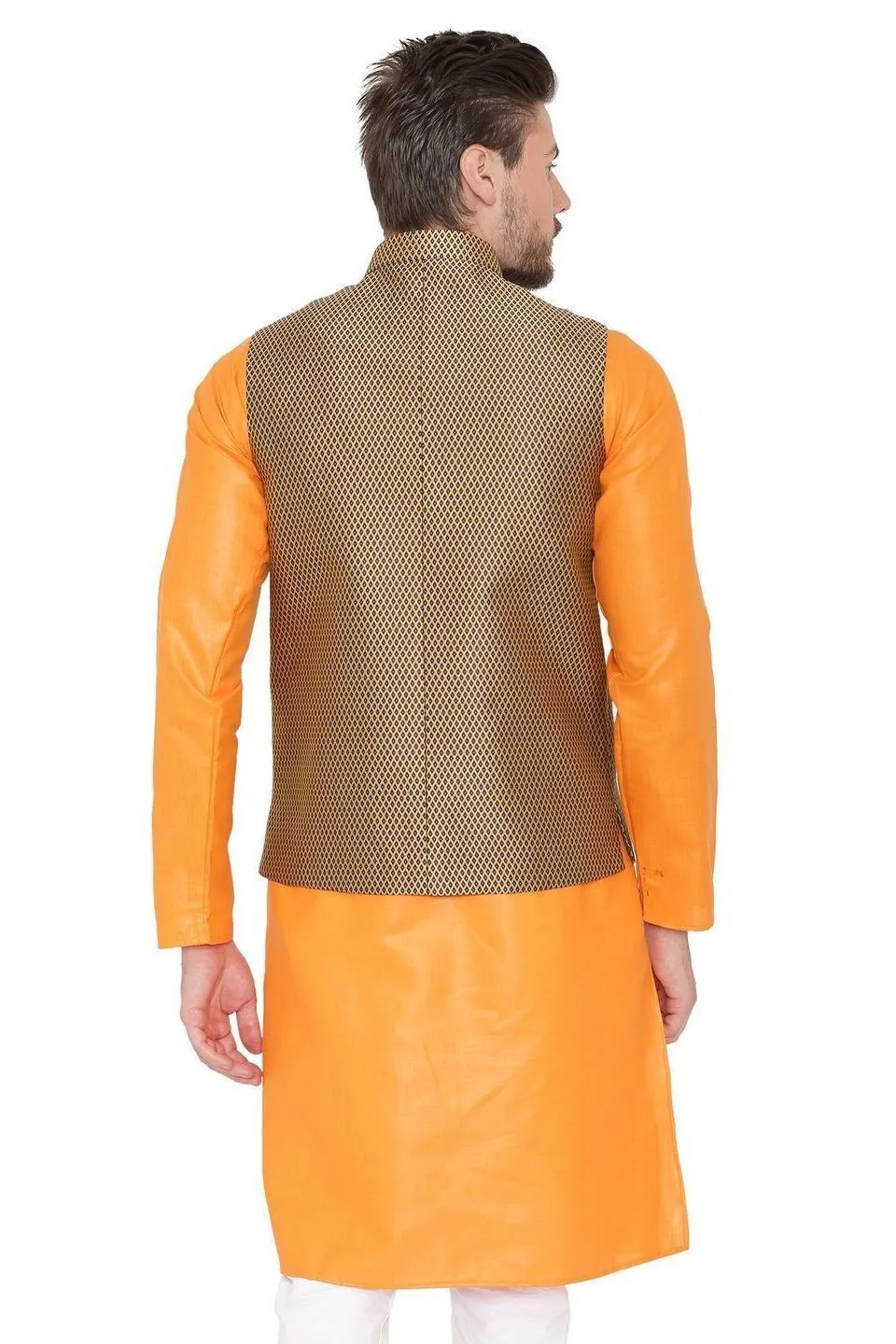 Banarasi Rayon Cotton Brown Modi Nehru Jacket