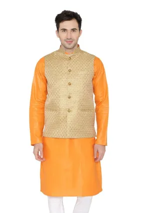 Banarasi Rayon Cotton Gold Modi Nehru Jacket