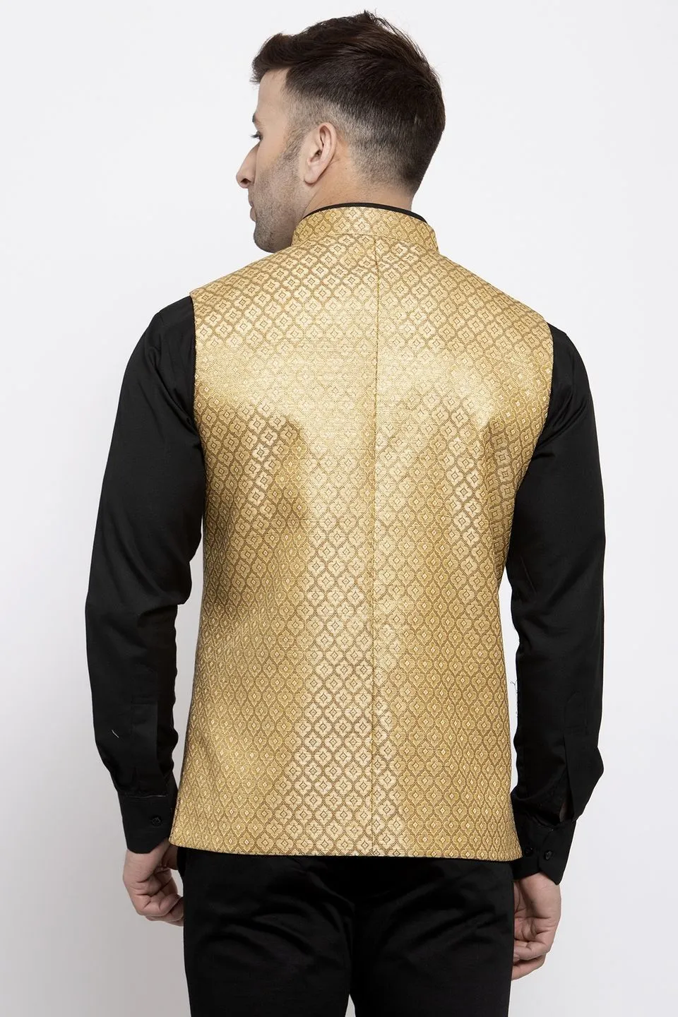 Banarasi Rayon Cotton Gold Modi Nehru Jacket