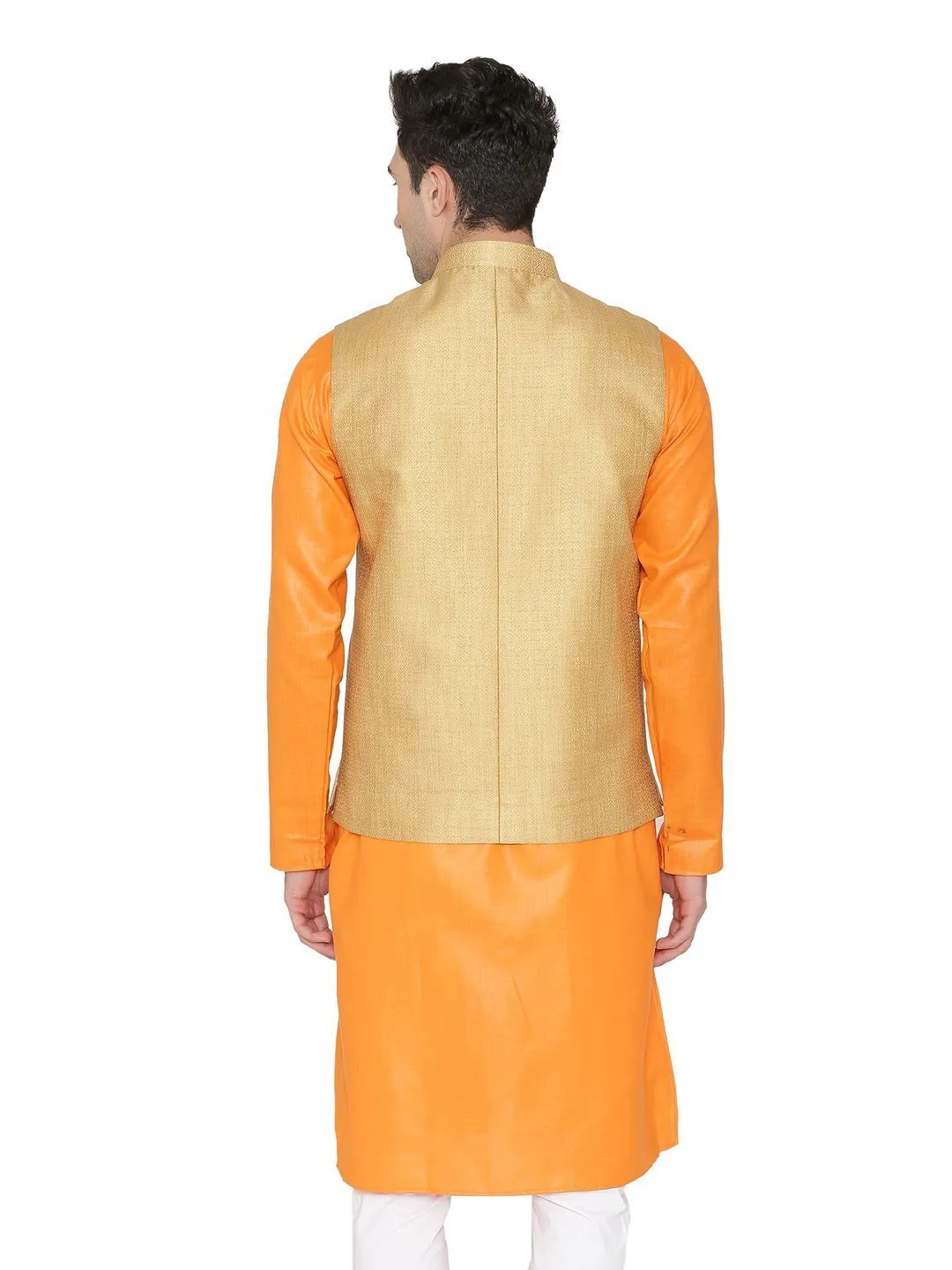 Banarasi Rayon Cotton Gold Modi Nehru Jacket