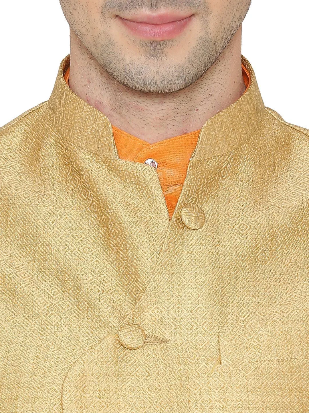 Banarasi Rayon Cotton Gold Modi Nehru Jacket