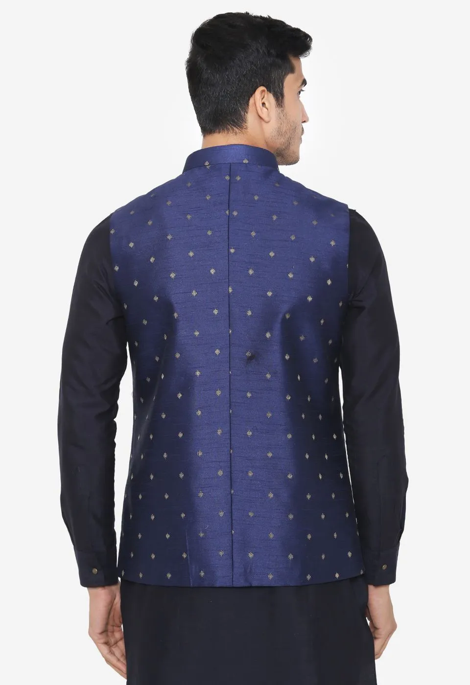 Banarsi Rayon Cotton Blue Nehru Modi Jacket