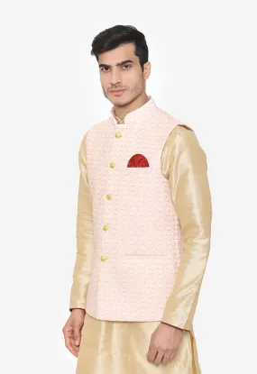 Banarsi Rayon Cotton Pink Nehru Modi Jacket