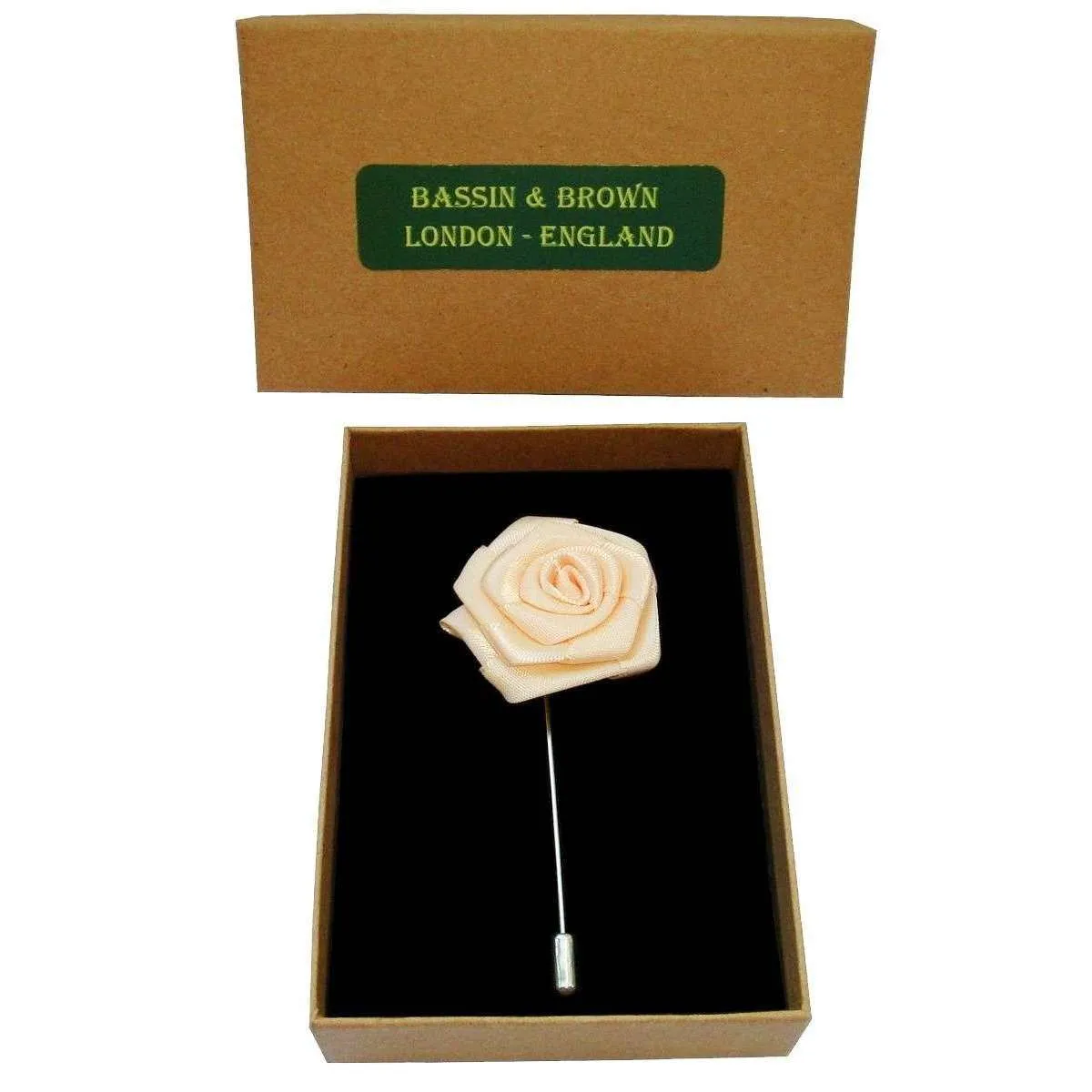 Bassin and Brown Rose Jacket Lapel Pin - Beige