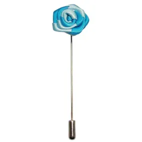 Bassin and Brown Two Colour Rose Jacket Lapel Pin - Blue/Light Blue