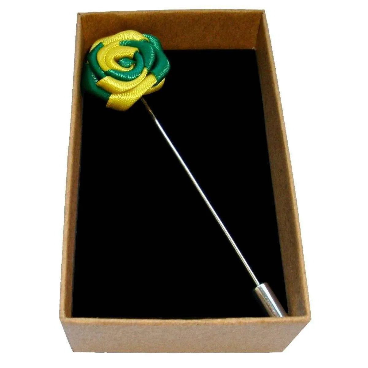 Bassin and Brown Two Colour Rose Jacket Lapel Pin - Yellow/Green