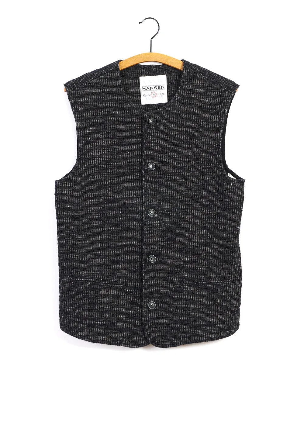 BEN | Crew Neck Waistcoat | Black Hemp