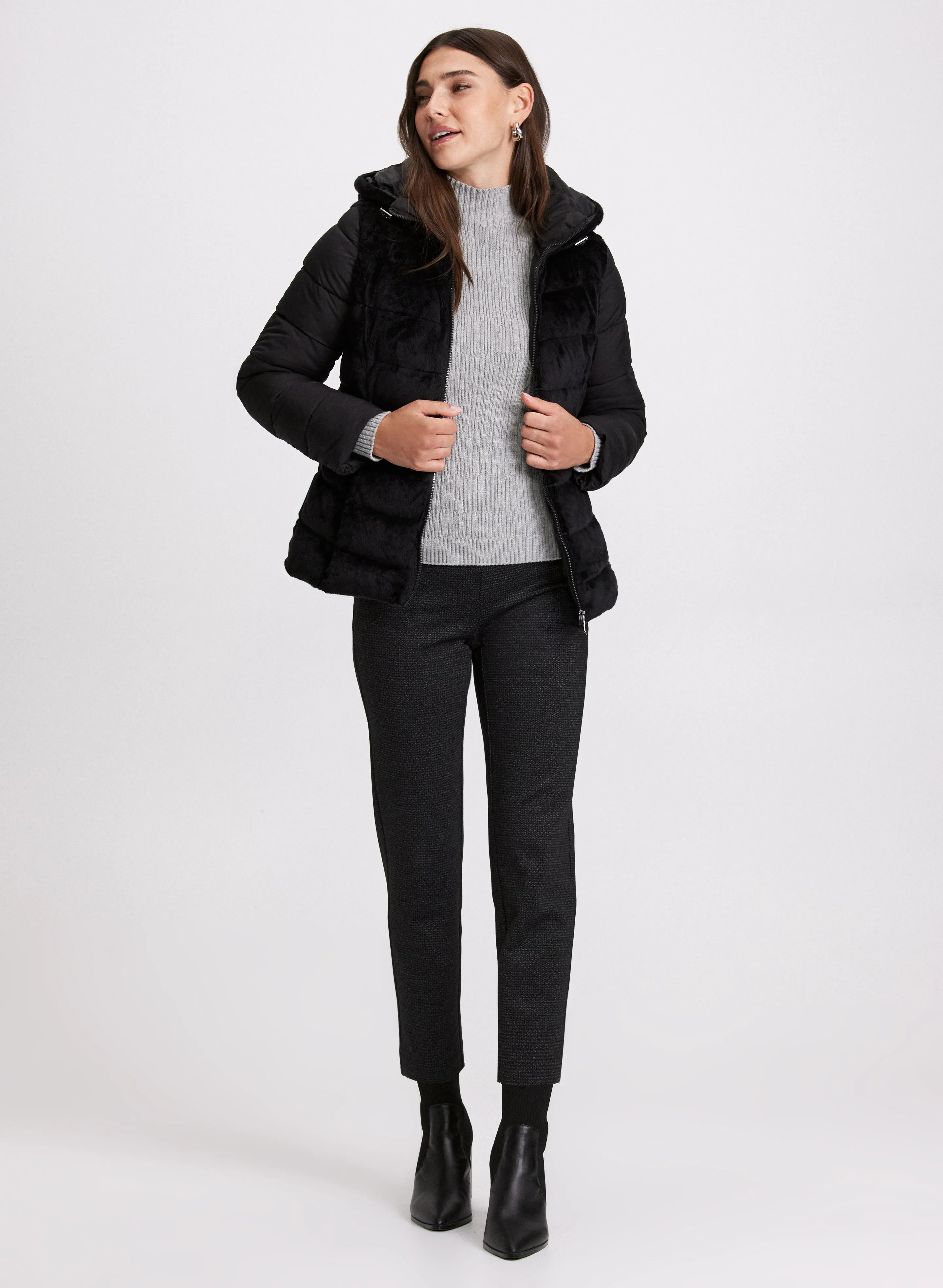 Bernardo - Mixed Plush Puffer Jacket