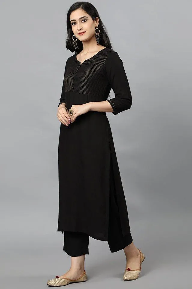 Black Rayon Sonapani Kurta