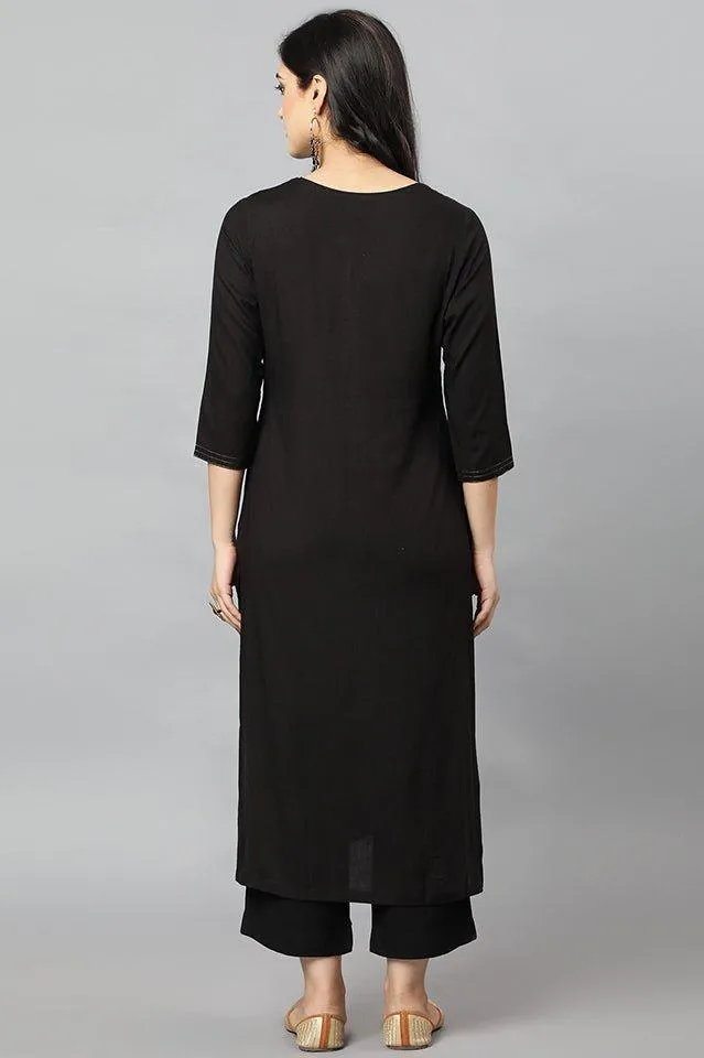 Black Rayon Sonapani Kurta