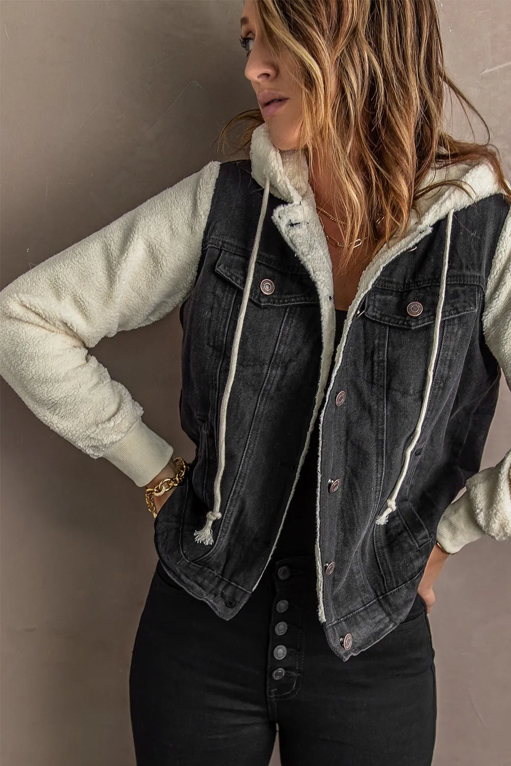 Black Sherpa Denim Jacket