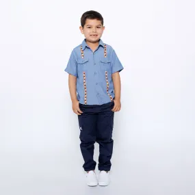 Boys Relaxed Fit Drawstring Cargo Jogger Pants - Blue