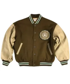 Brown Varsity Letterman Bomber Jacket