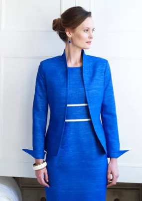 Business Jacket in Cobalt Raw Silk - Diana