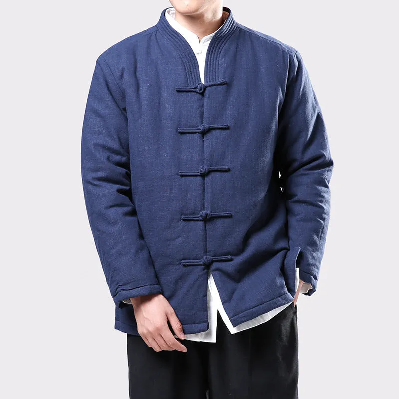 Chinese Style Disc Button Linen Tang Suit Jacket Youth Padded Jacket