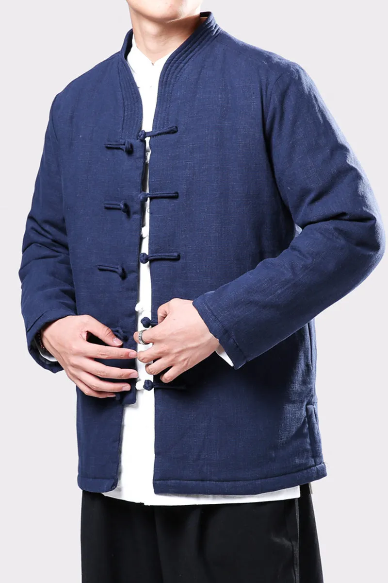 Chinese Style Disc Button Linen Tang Suit Jacket Youth Padded Jacket