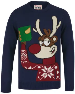 Christmas Raise A Cup Mens Christmas Jumper - Navy