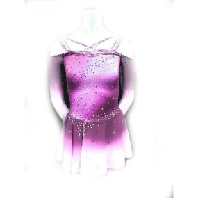 Competition Figure Skating Dress Fuschia Ombre Long Sleeves