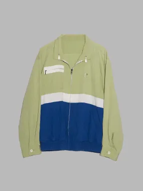 Courreges Homme green blue white three colour zip jacket - L M