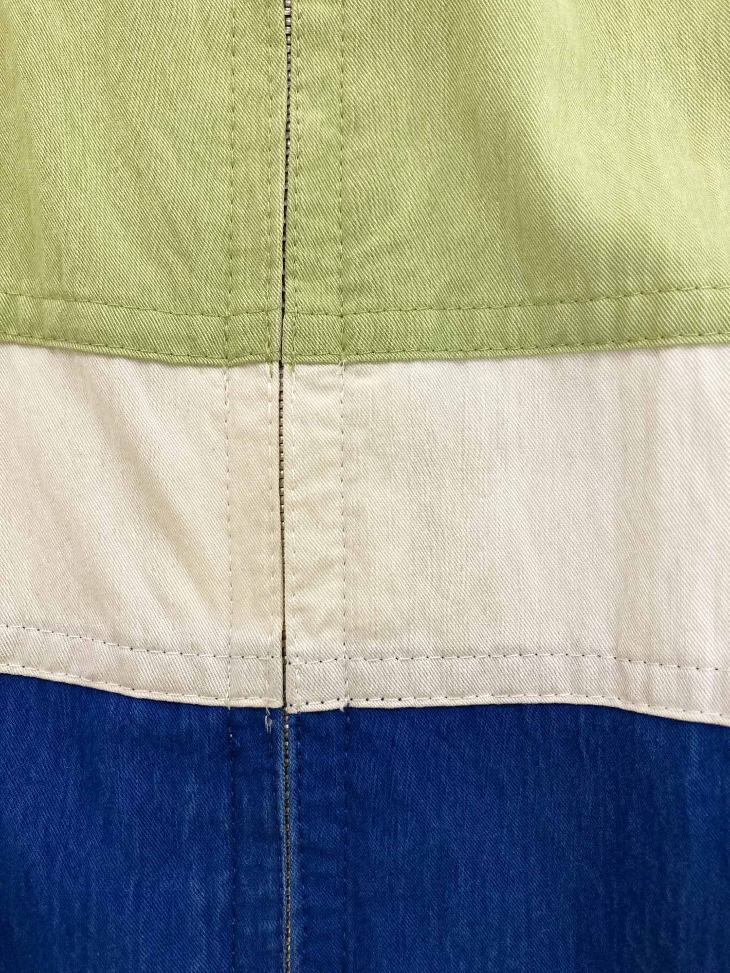 Courreges Homme green blue white three colour zip jacket - L M