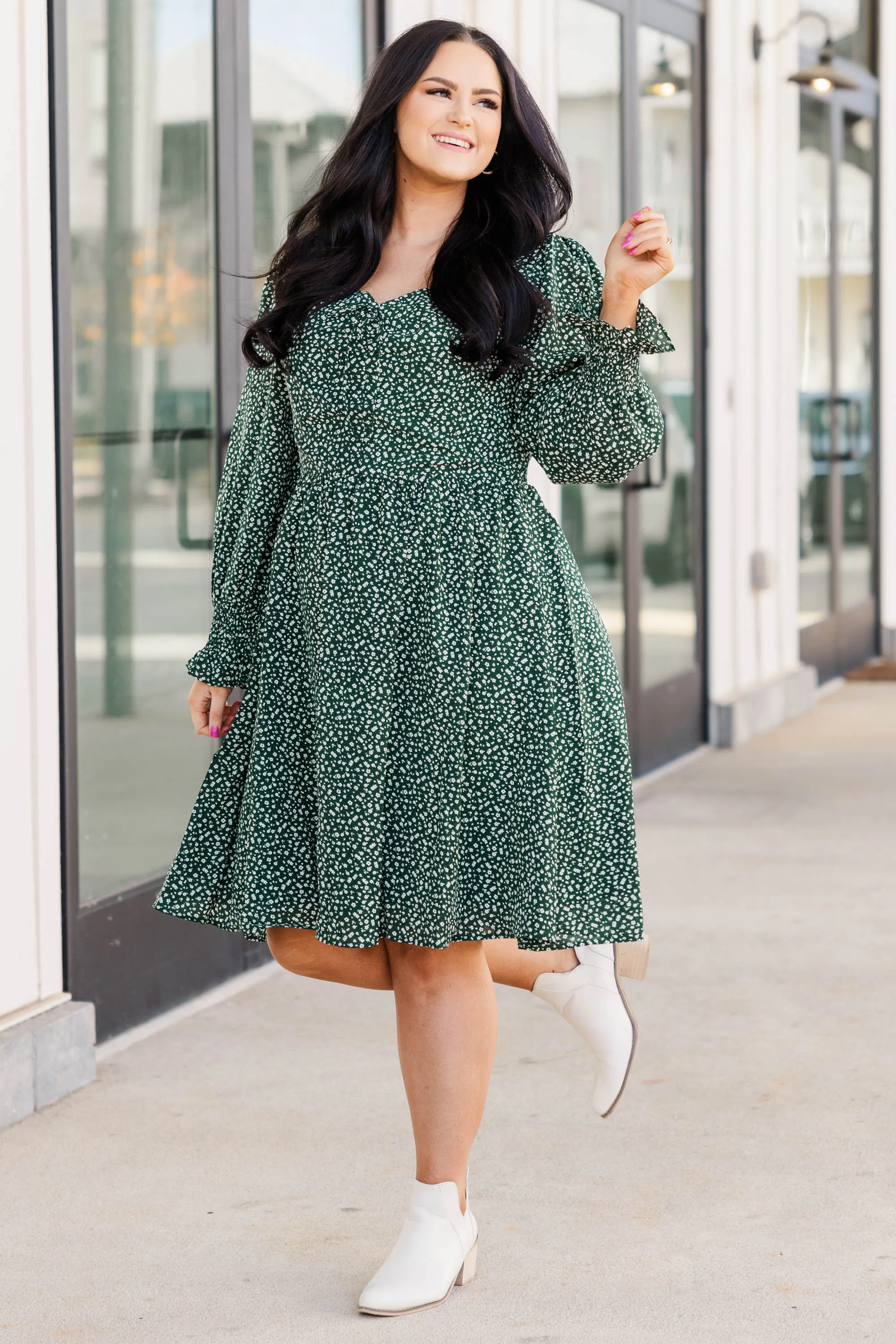 Dancing With Our Hands Tied Dress, Hunter Green