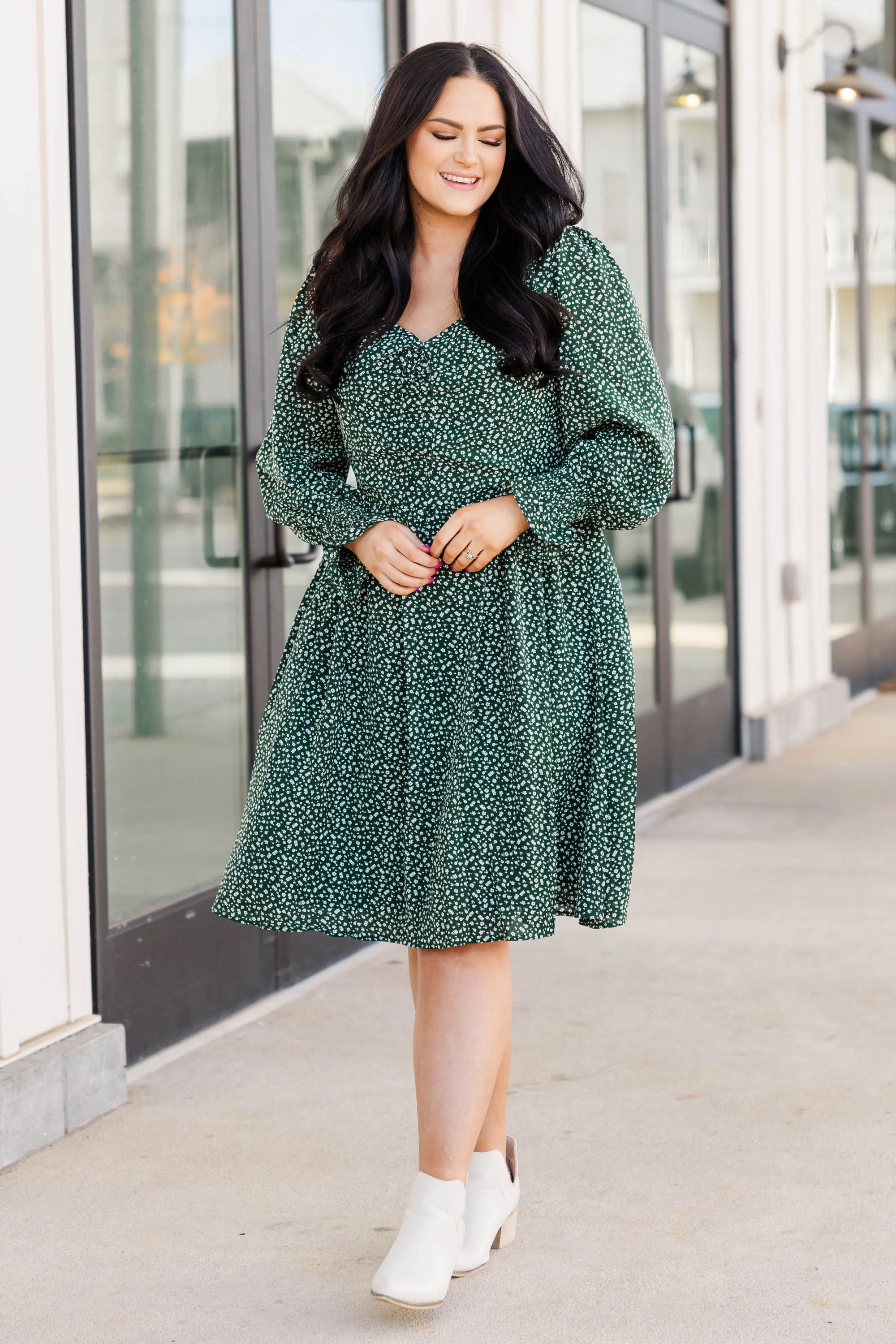 Dancing With Our Hands Tied Dress, Hunter Green