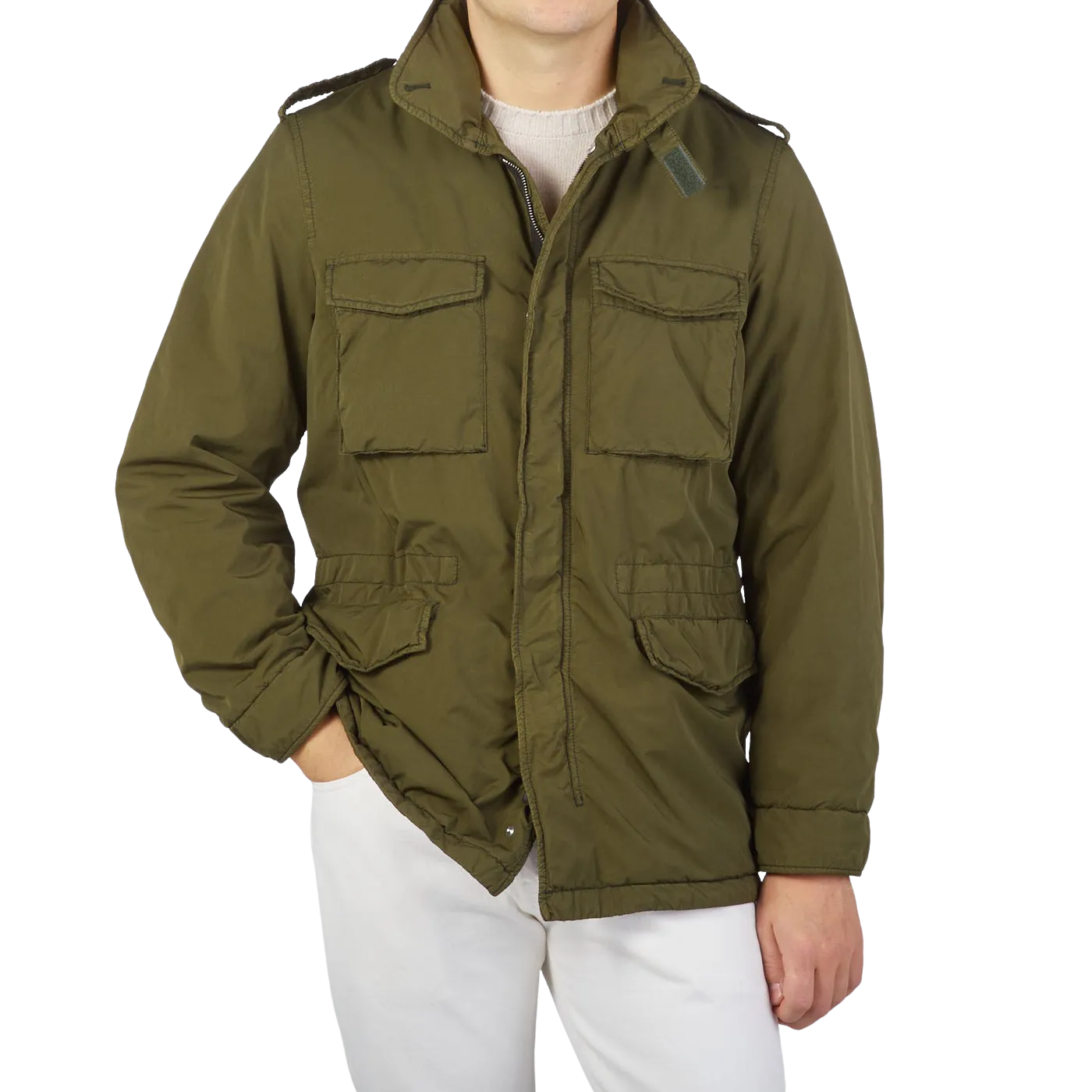 Dark Green Luxury Nylon Padded Field Jacket