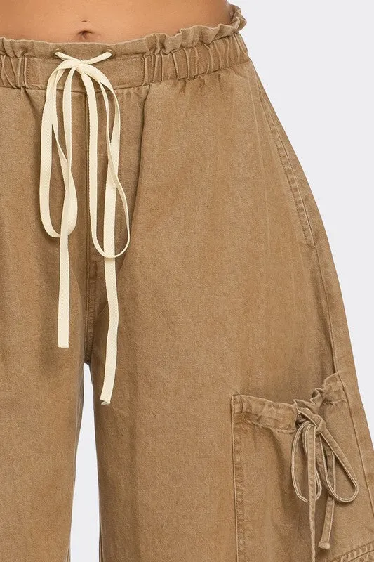 Dreya Drawstring Denim Cargo Pants