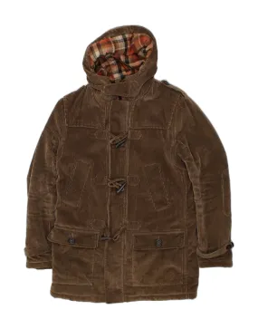 DRYKORN Mens Hooded Corduroy Duffle Coat IT 48 Medium Brown Cotton